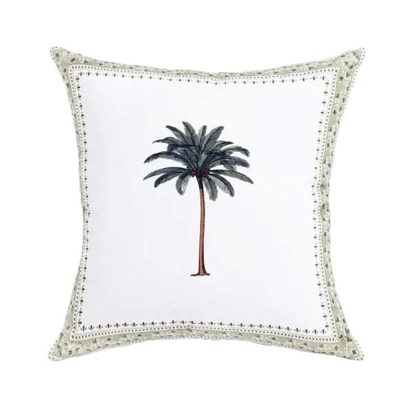 Classic Palm Tree Throw Pillows in Sage Green