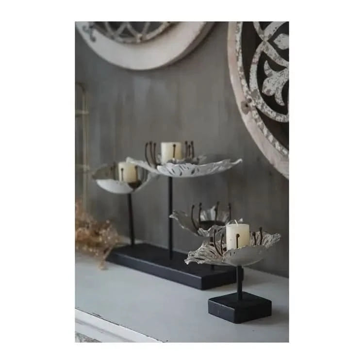 Set of Three Lotus Candle Holders