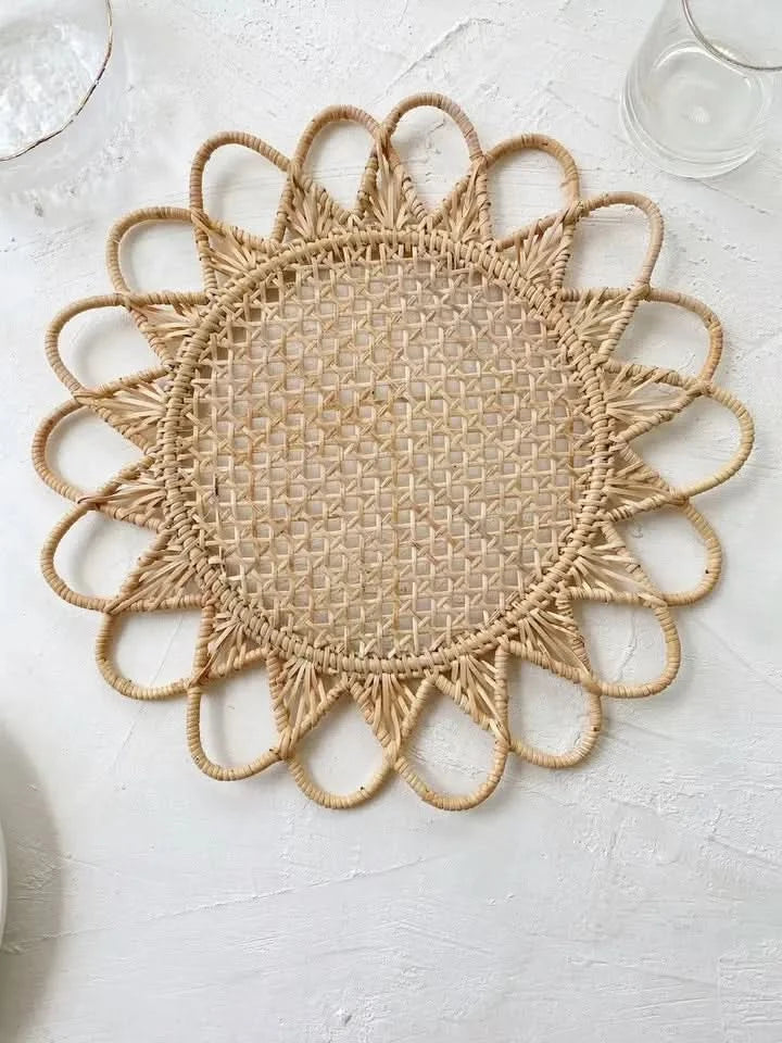 Set of Four Rattan and Cane Placemats