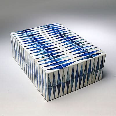 Set of Two Blue and White Inlay Boxes