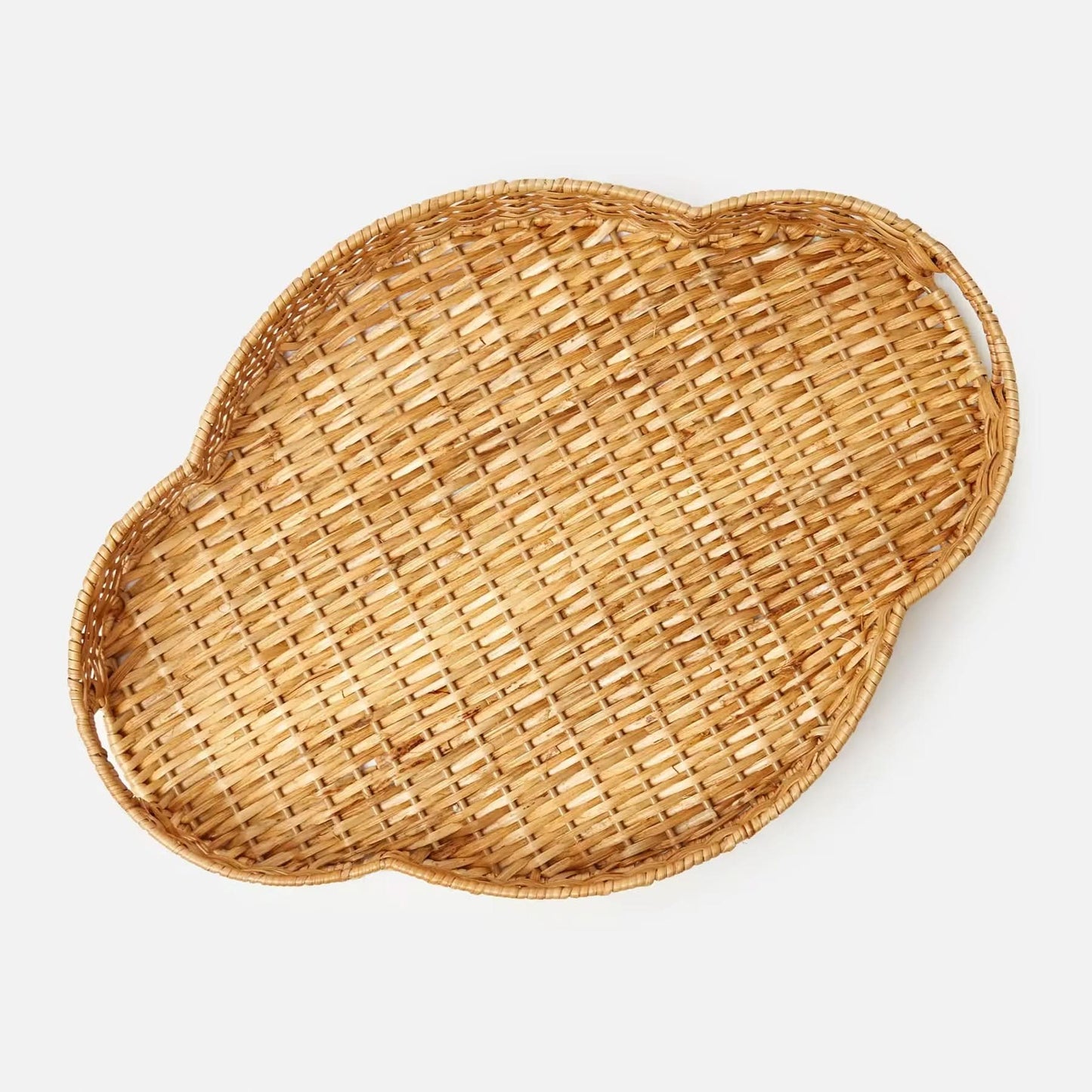 Four Scallop Rattan Tray