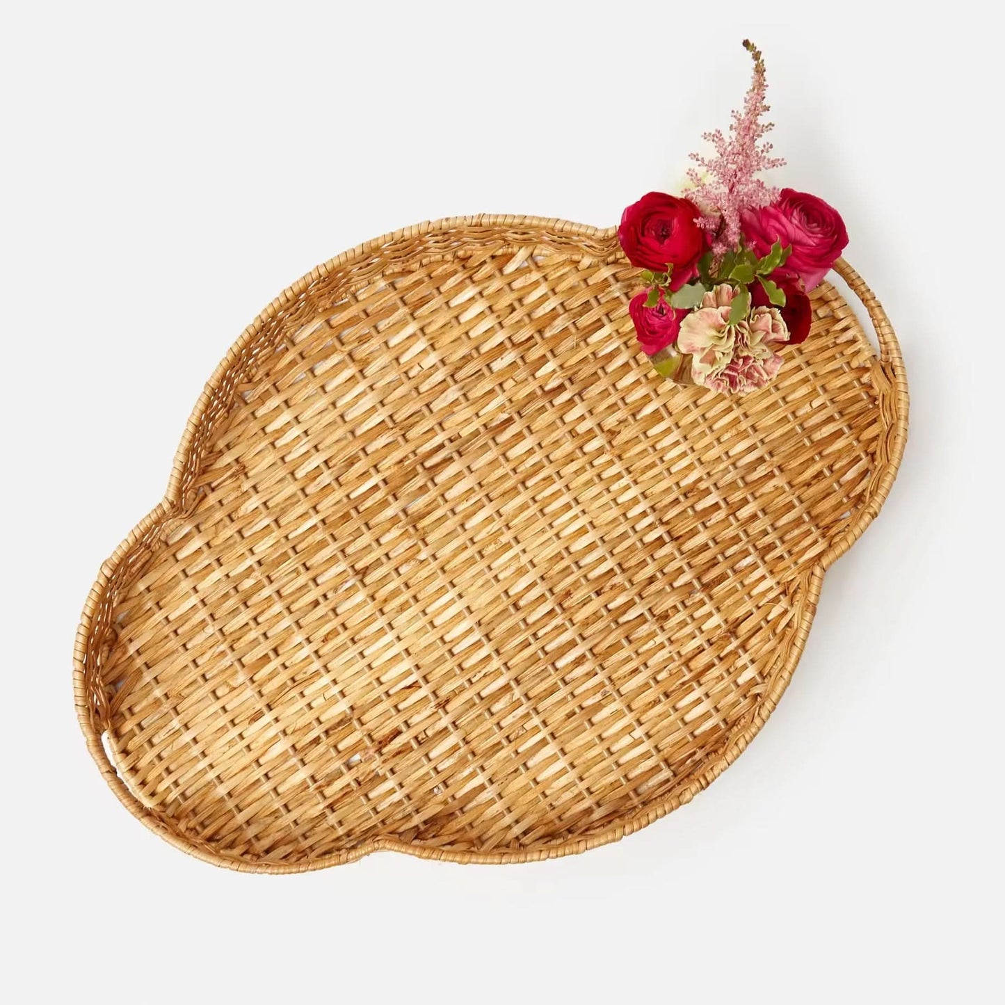 Four Scallop Rattan Tray