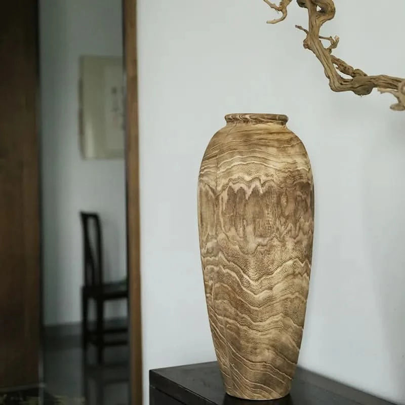 Tall Vintage Wood Vase