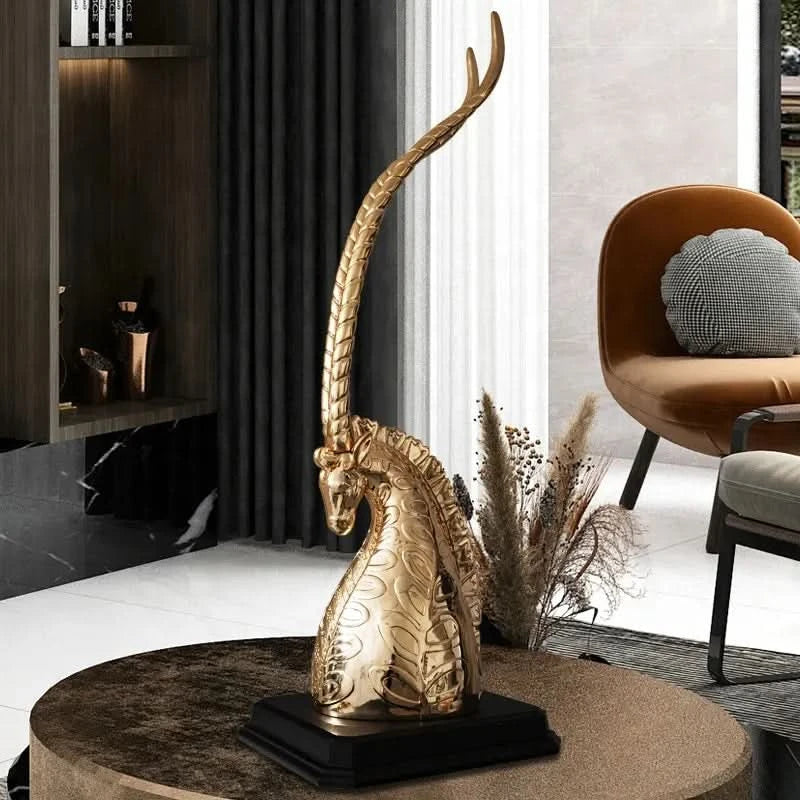Modern Deer Statue in Gold