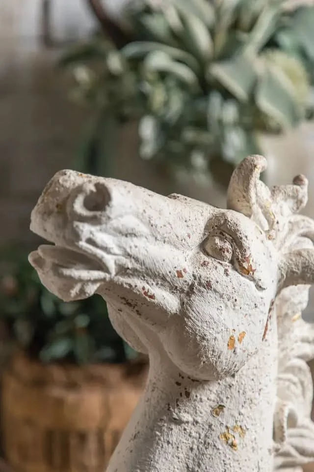 Vintage Horse Head Statue in White Wash 2