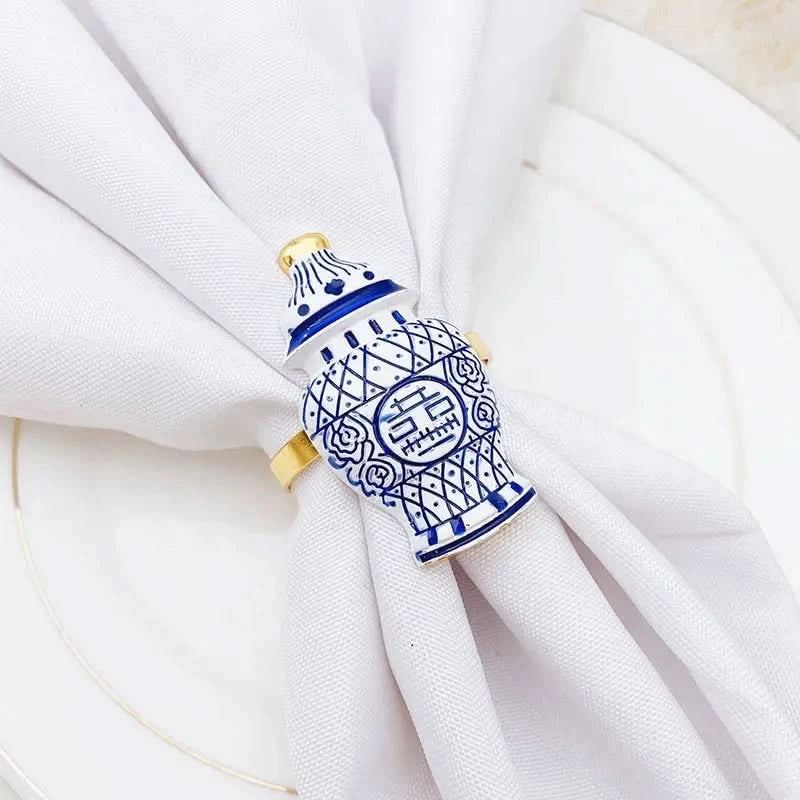 Set of 8 Chinese Ginger Jar Napkin Rings