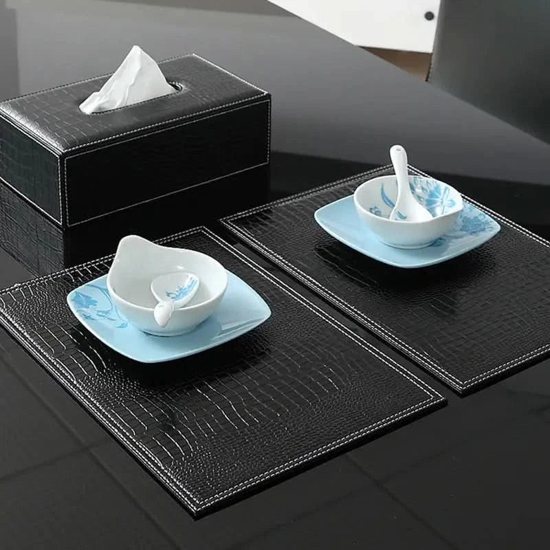 Set of Four Crocodile Vegan Leather Rectangle Placemats