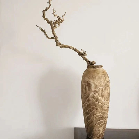 Tall Vintage Wood Vase