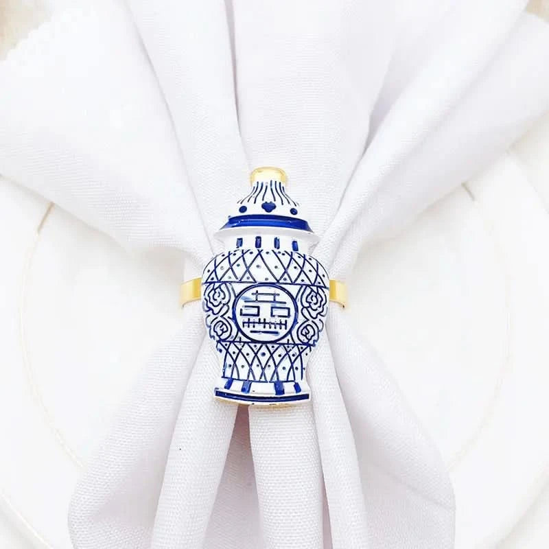 Set of 8 Chinese Ginger Jar Napkin Rings