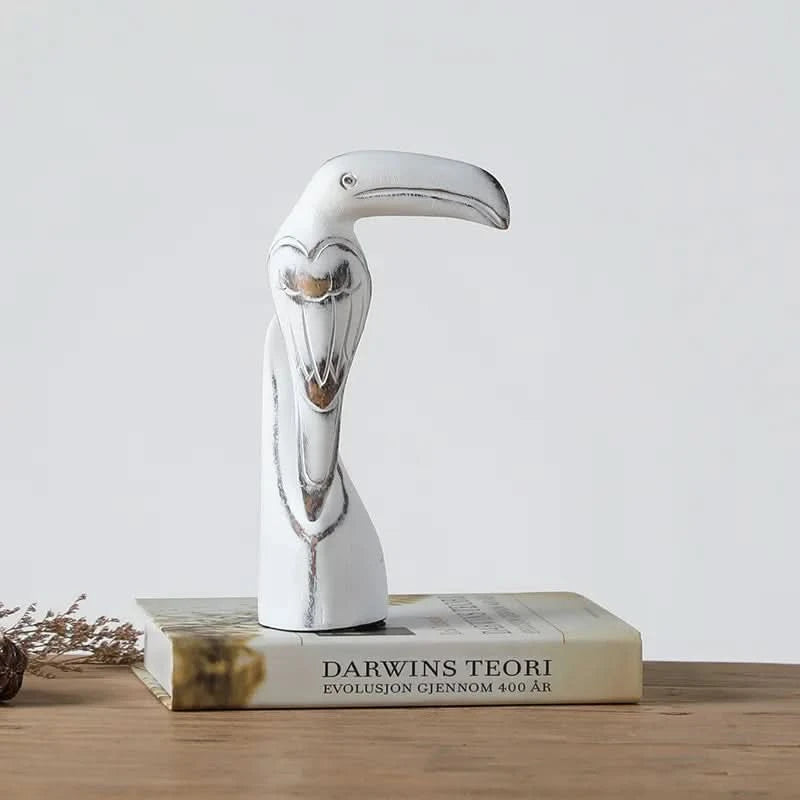 Set of Three Toucan Birds Resin Whitewash