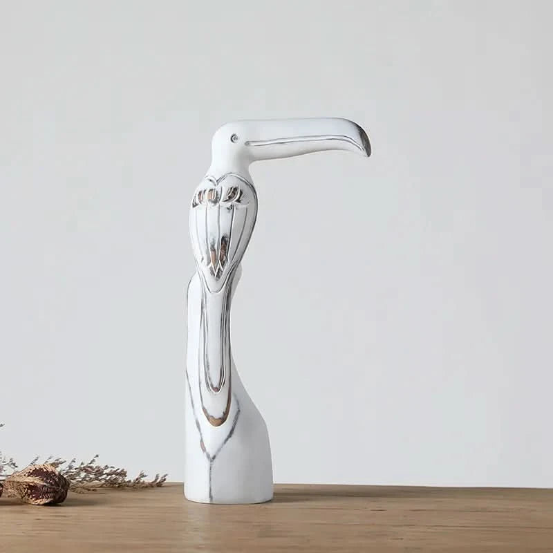 Set of Three Toucan Birds Resin Whitewash