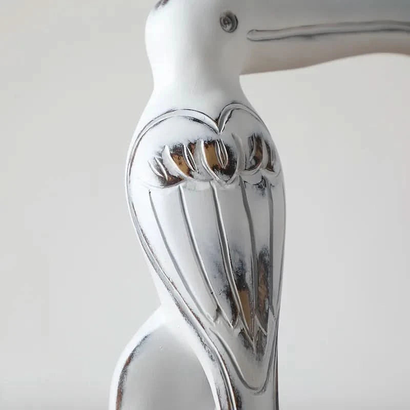 Set of Three Toucan Birds Resin Whitewash