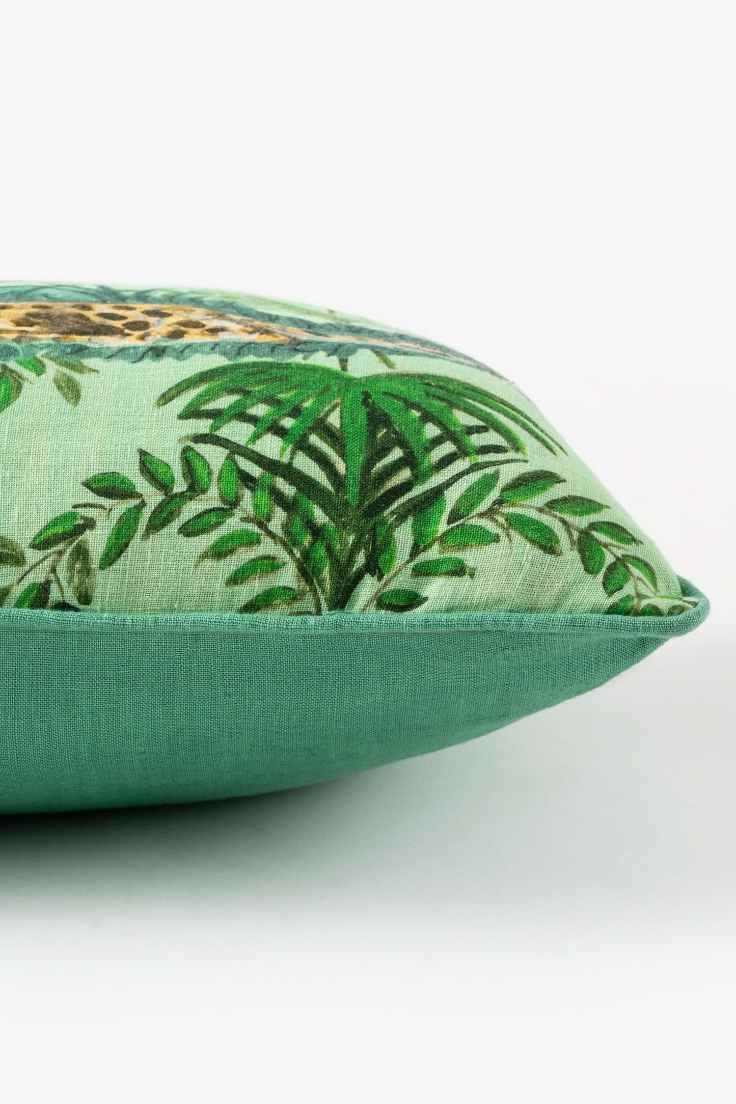 Hand Printed Cheetah Pillow in Linen Lime