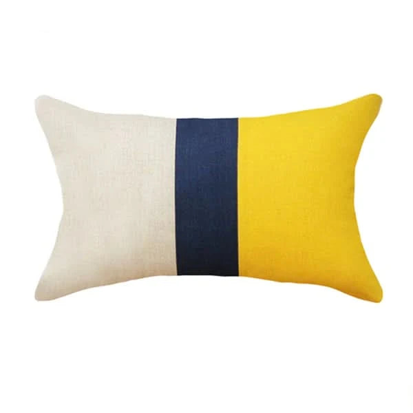 Set of Two Mustard Yellow and Blue Throw Pillows