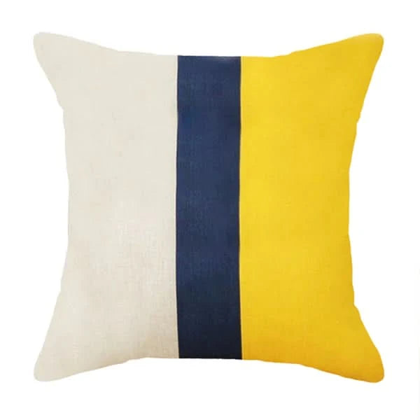 Set of Two Mustard Yellow and Blue Throw Pillows