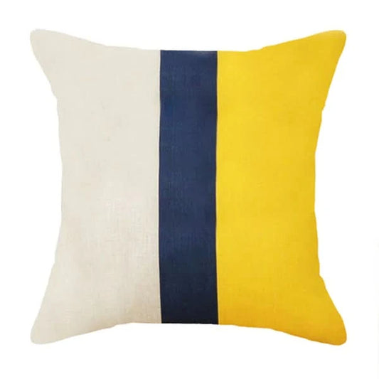 Set of Two Mustard Yellow and Blue Throw Pillows