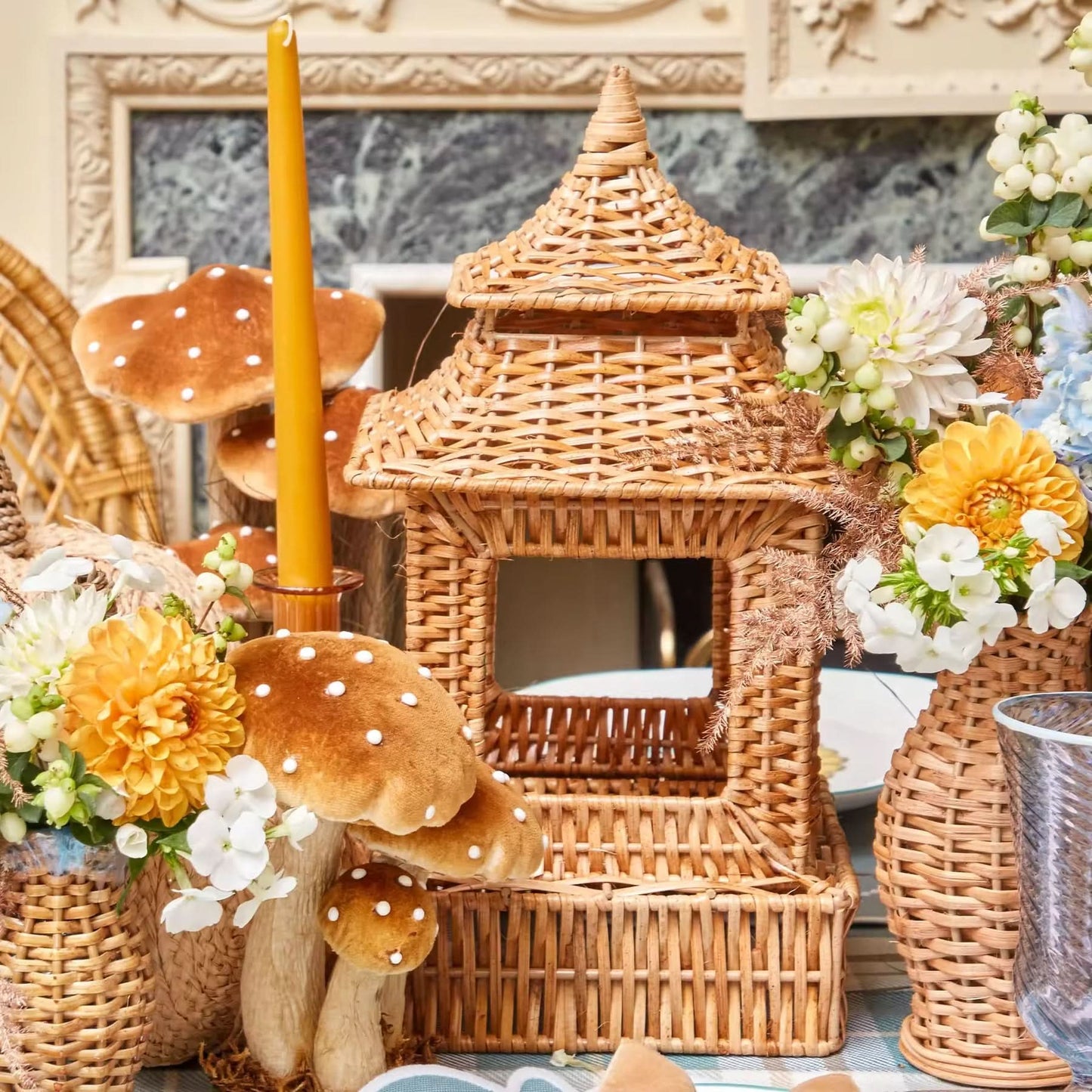 Set of Two Rattan Pagoda's