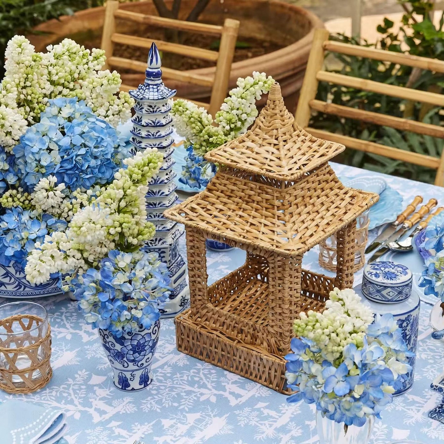 Set of Two Rattan Pagoda's
