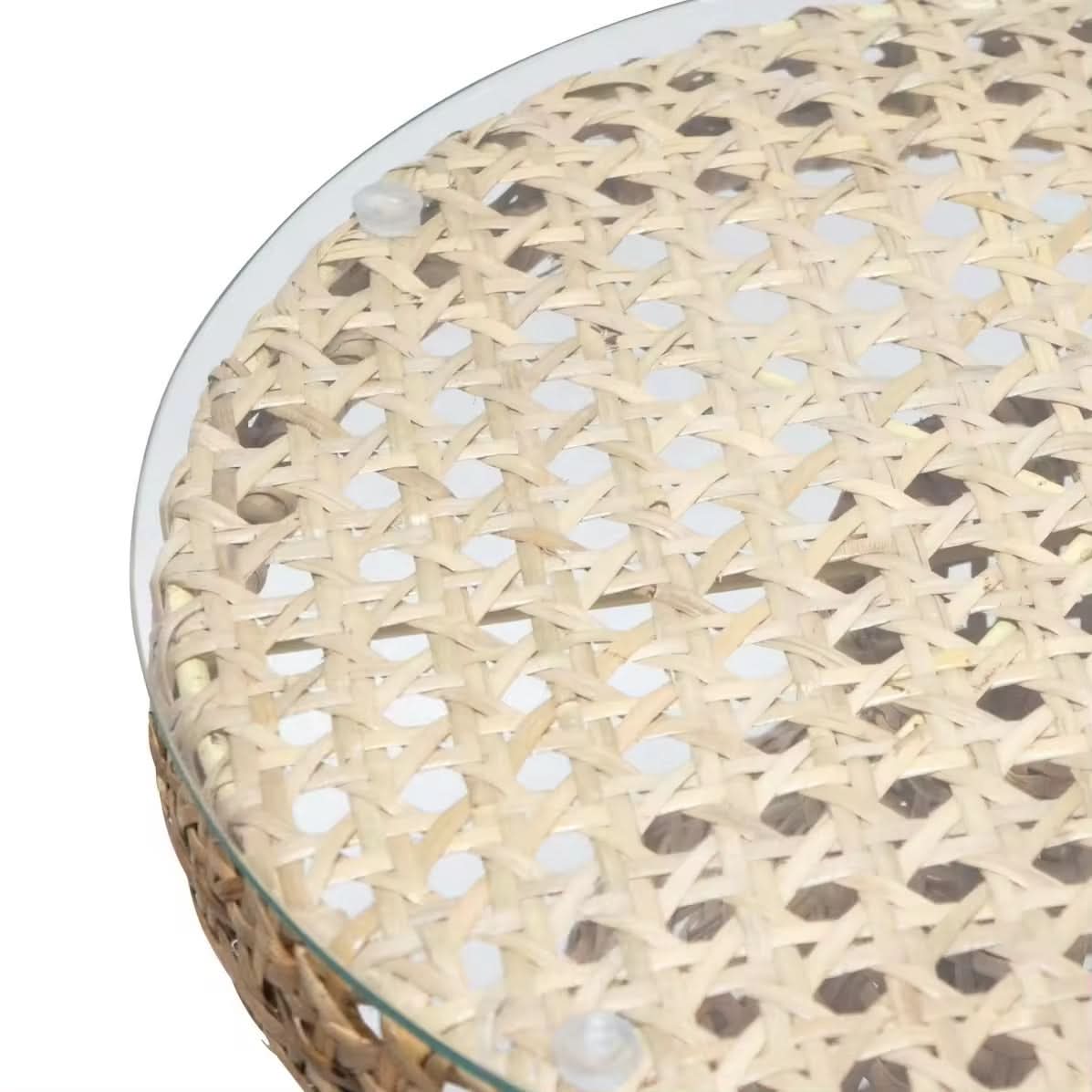 Round Side Table in Natural Cane