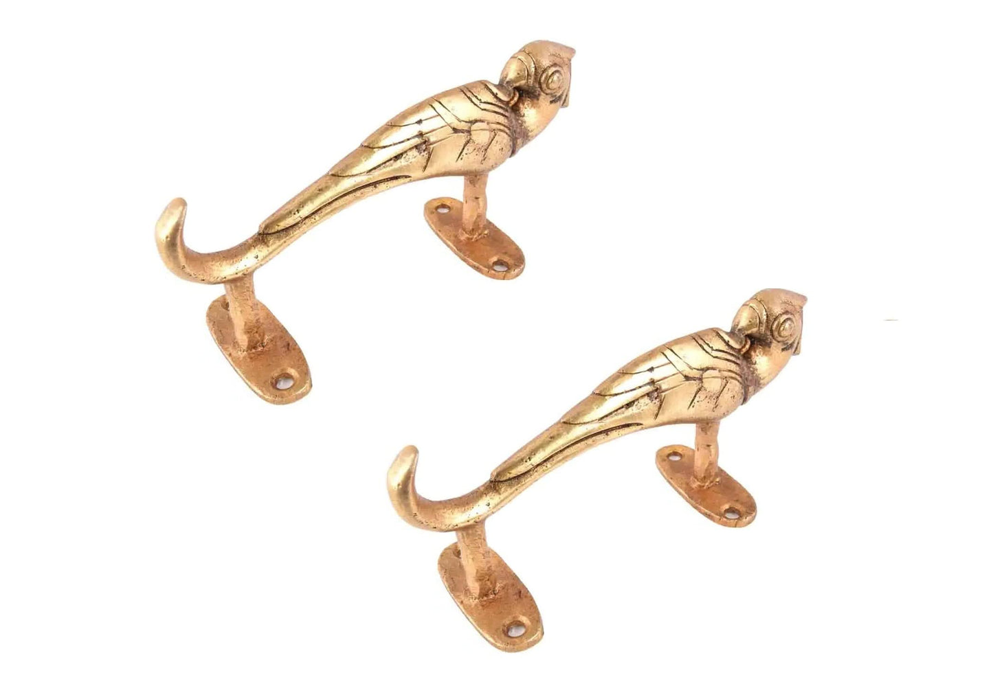 Set of Two Vintage Parrot Brass Door Handles