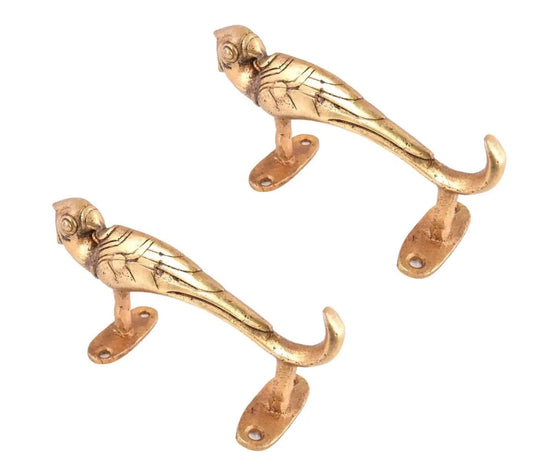 Set of Two Vintage Parrot Brass Door Handles