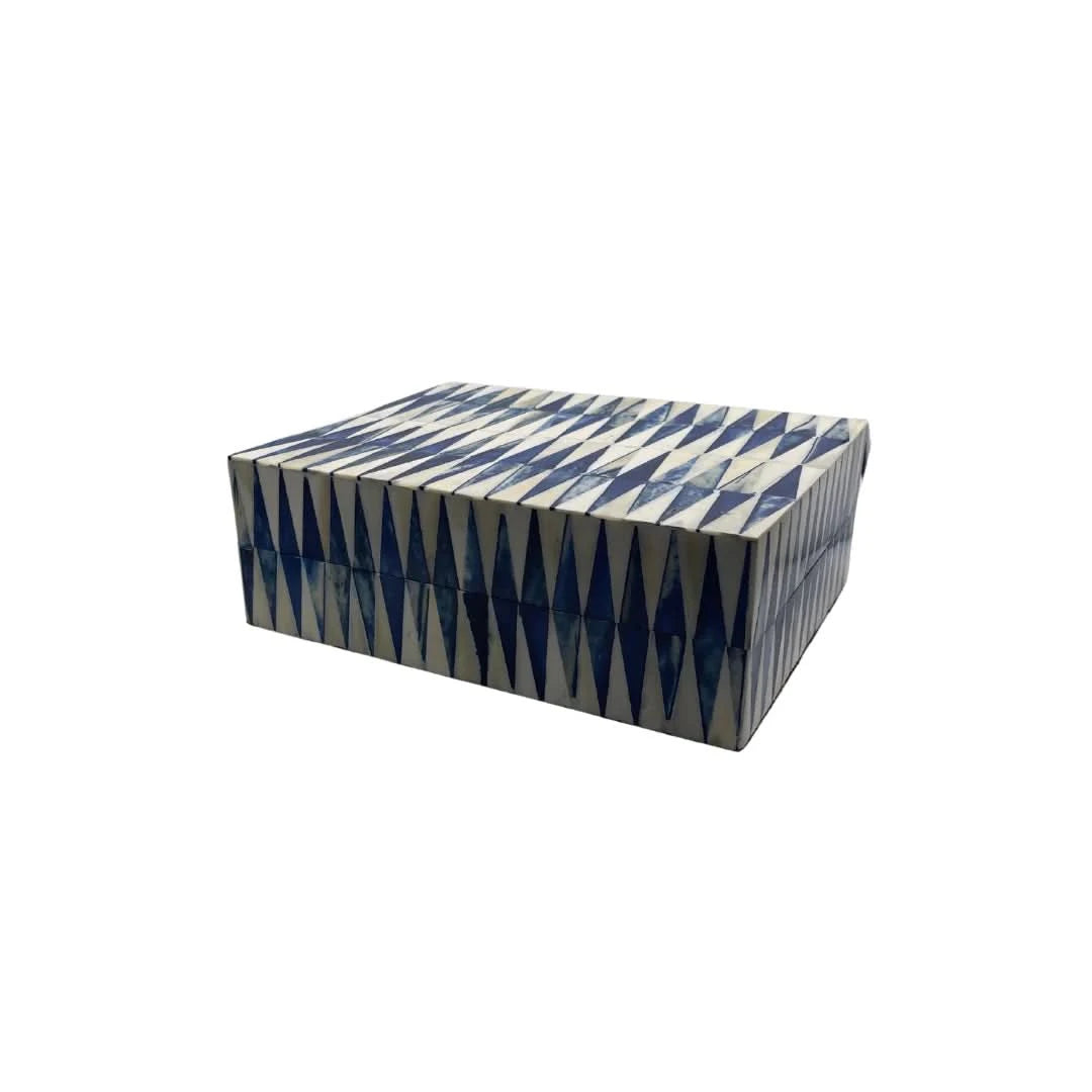 Set of Two Blue and White Inlay Boxes