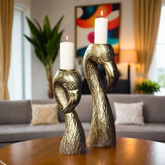 Set of Two Flamingo Candle Holders