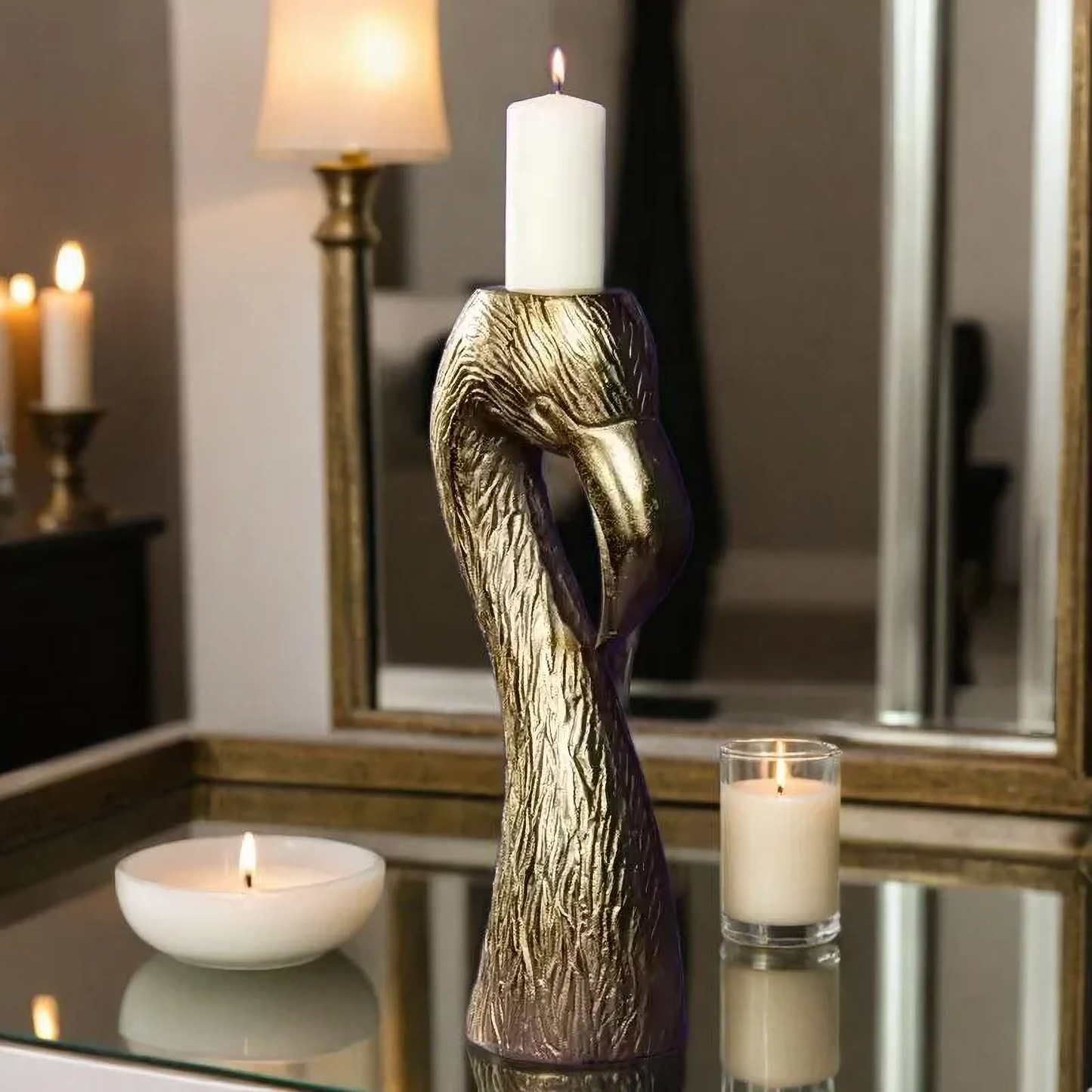 Set of Two Flamingo Candle Holders