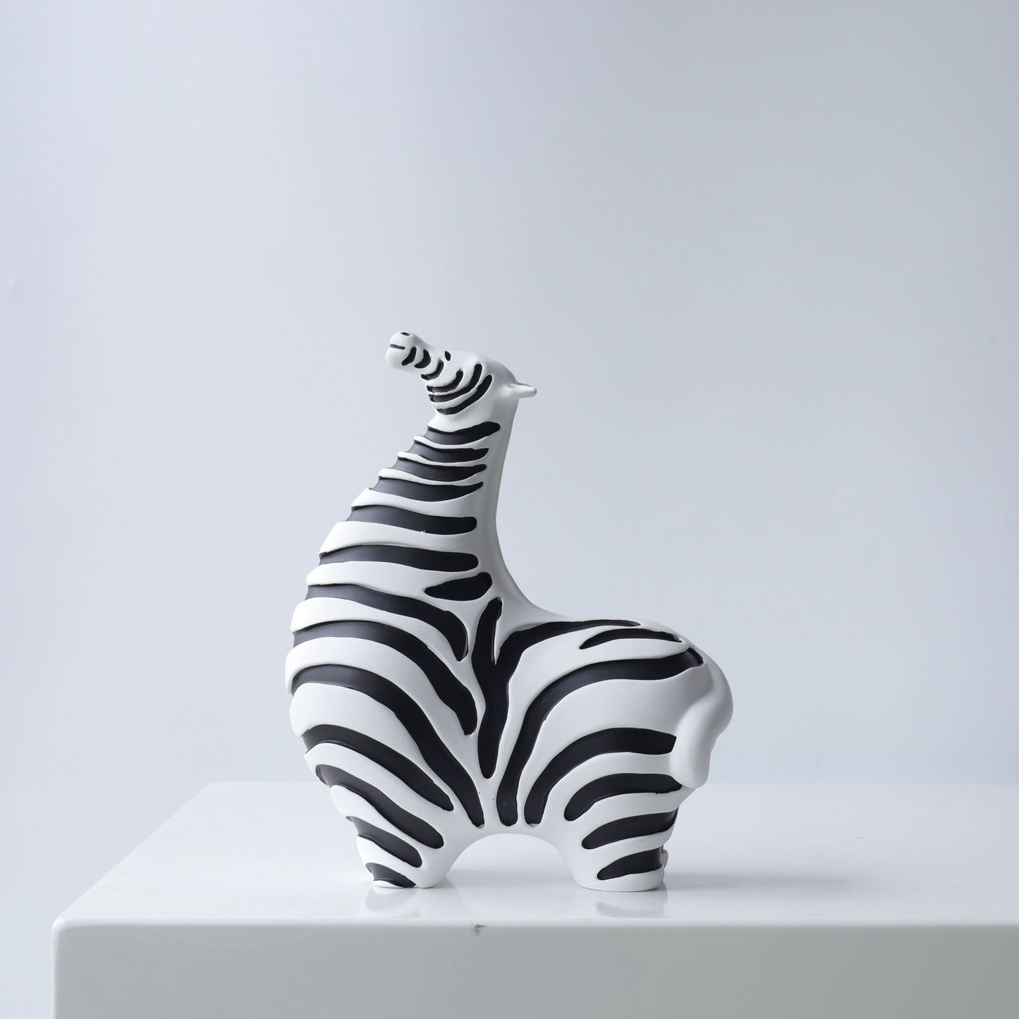 Set of Two Modern Zebra Horse Statues