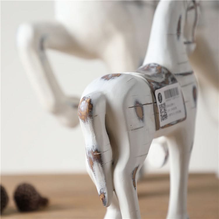 Set of Two Whitewash Horse Statues