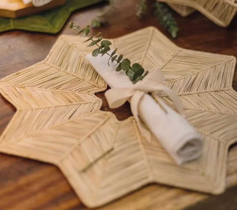 Set of Four Star Palm Leaf Placemats