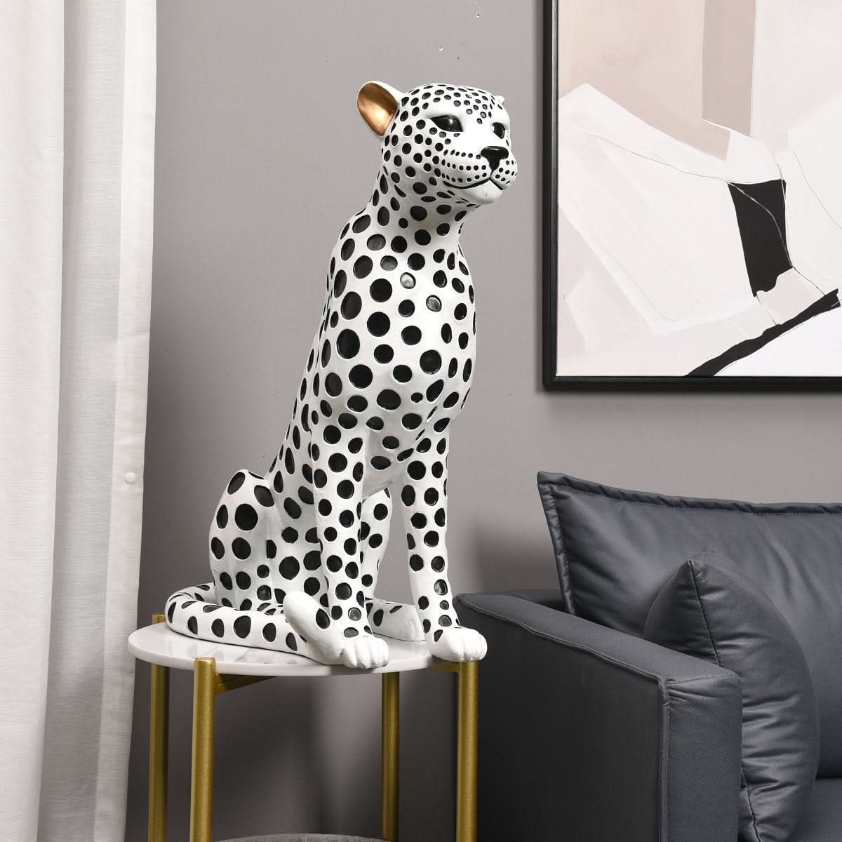 Modern Ceramic Leopard Statue