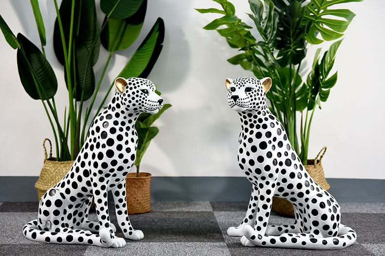 Modern Ceramic Leopard Statue