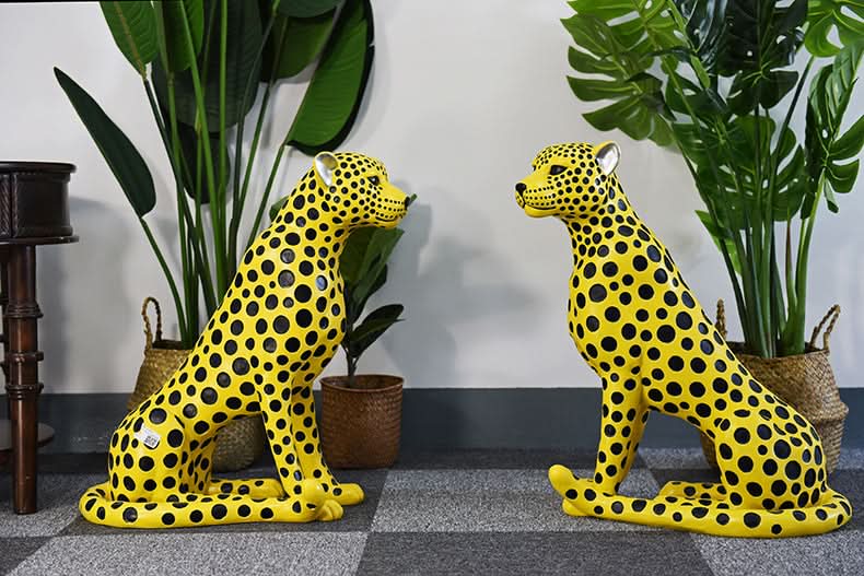 Modern Ceramic Leopard Statue