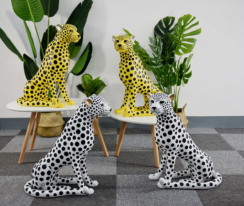 Modern Ceramic Leopard Statue