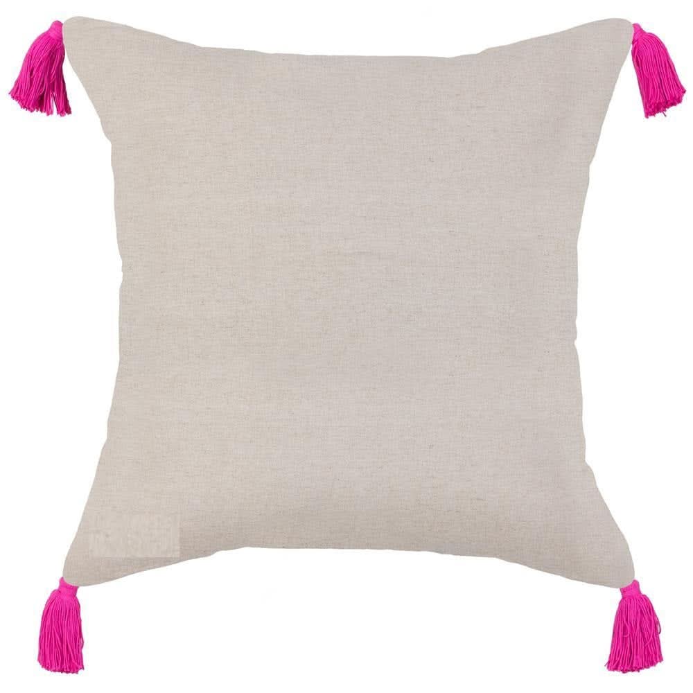 Velvet Bird of Paradise Pillow with Tassels in Pink