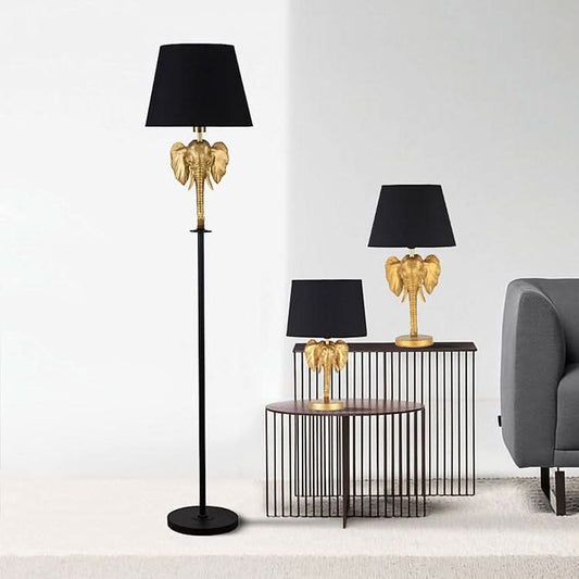 Elephant Floor Lamp in Gold / Black