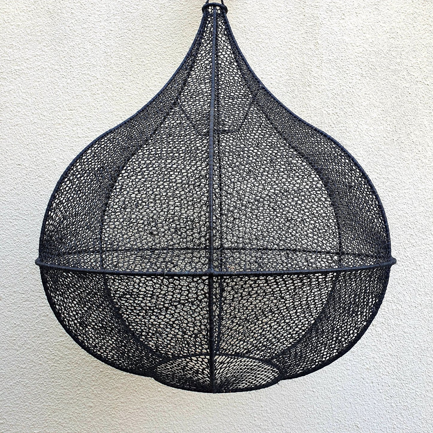 Handmade Moroccan Raffia Knotted Pendant Lamp Shade in Tan Small