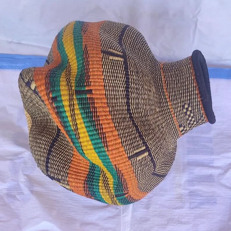 Large Twisted Bassabassa Flower Pot Basket in Orange Stripe