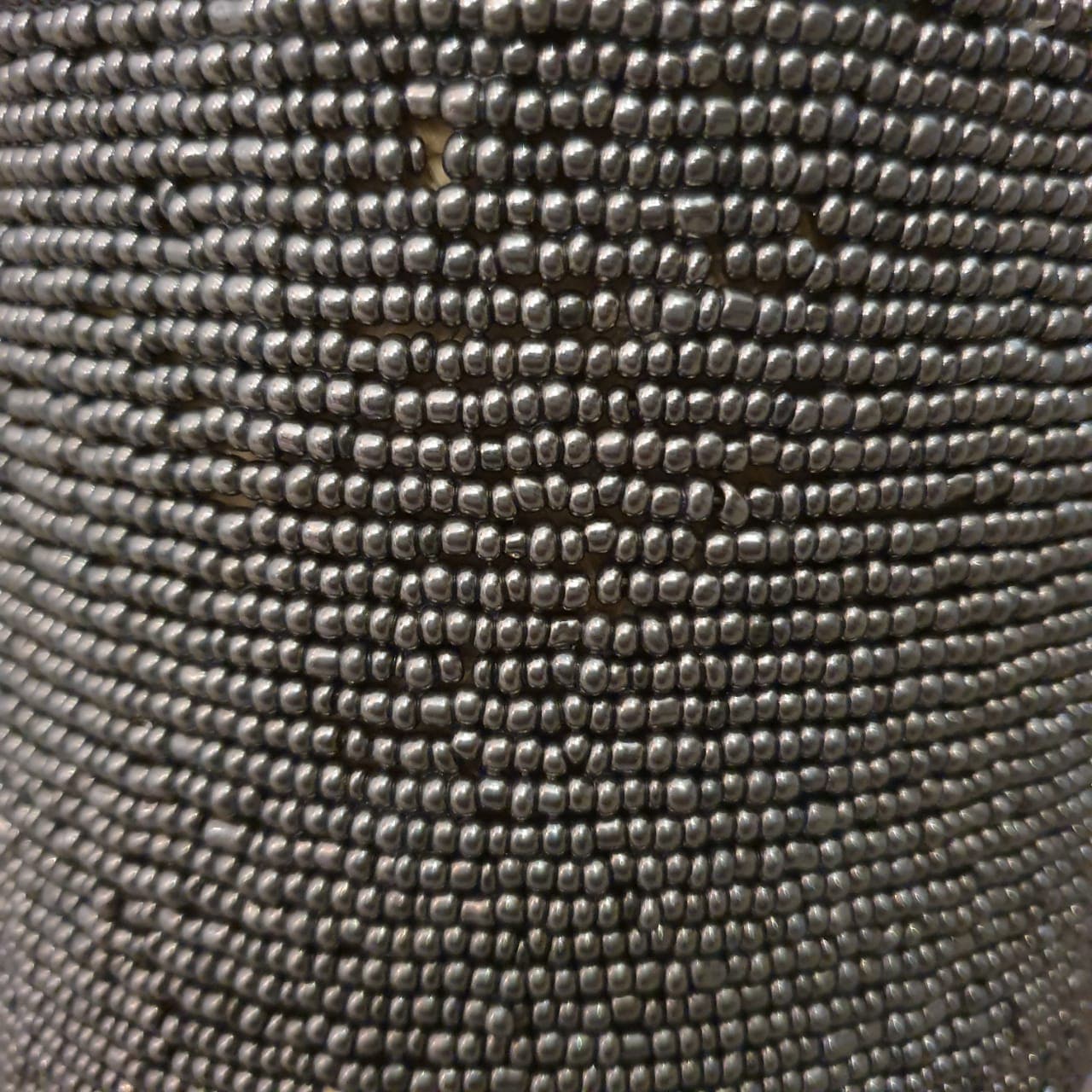 Round Beaded Medium Storage Boxes Bamboo in Silver