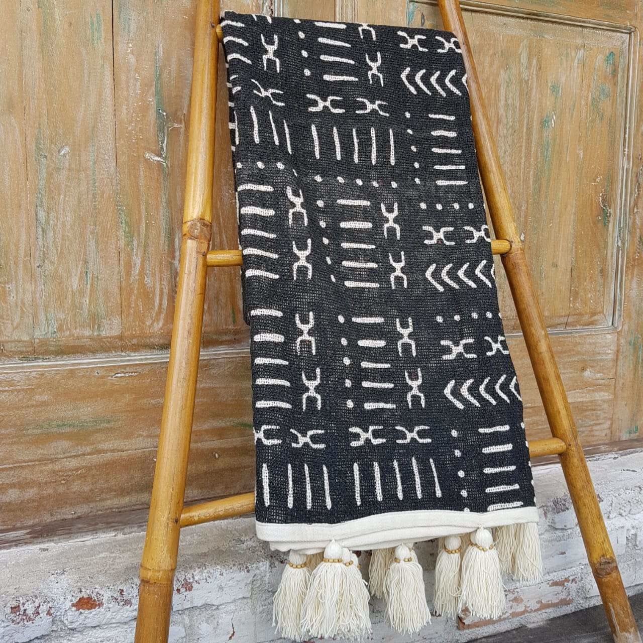 Gorgeous Tribal Print Throw Blanket With Beaded Tassels - bohemian-beach-house