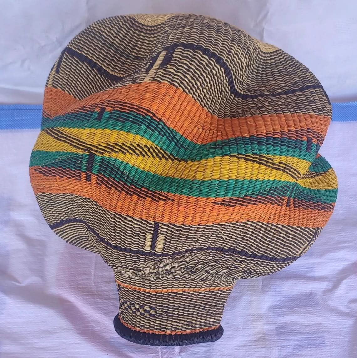 Large Twisted Bassabassa Flower Pot Basket in Orange Stripe
