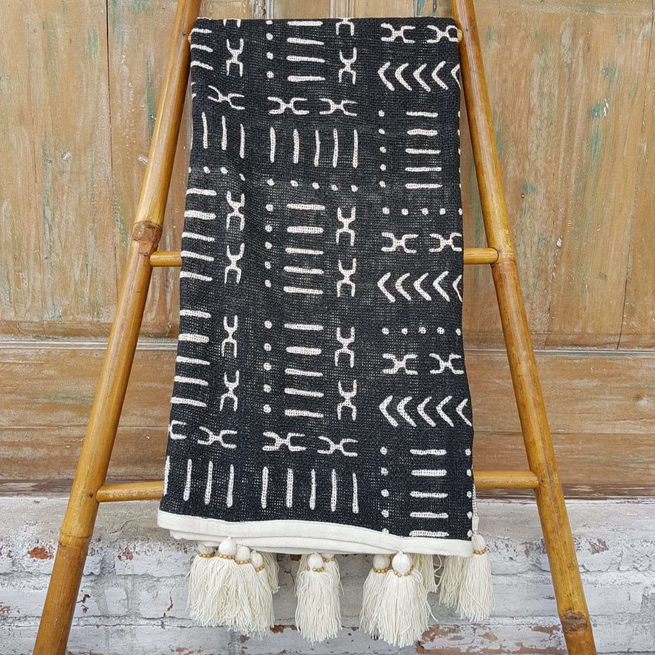 Gorgeous Tribal Print Throw Blanket With Beaded Tassels - bohemian-beach-house