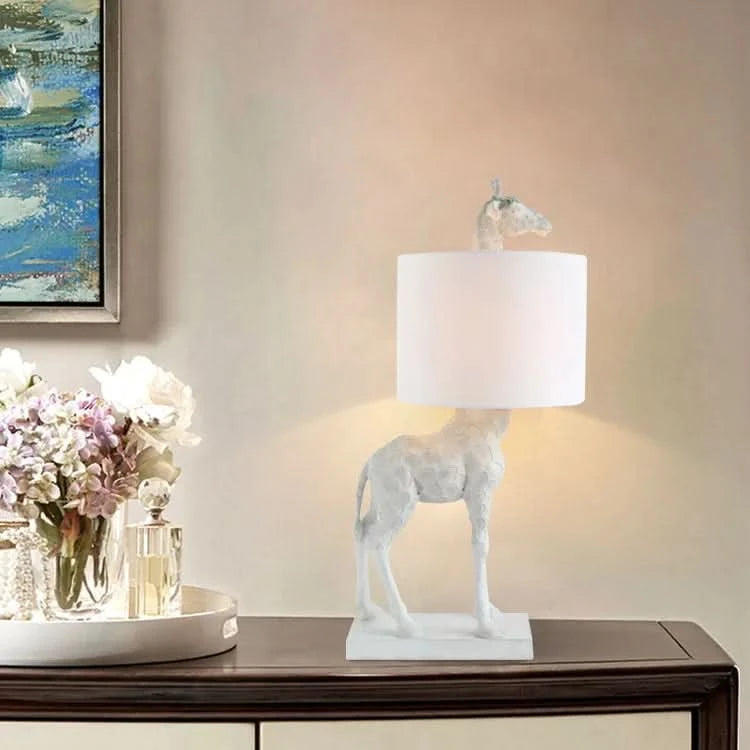 Long Neck Giraffe Side Table Lamp in White