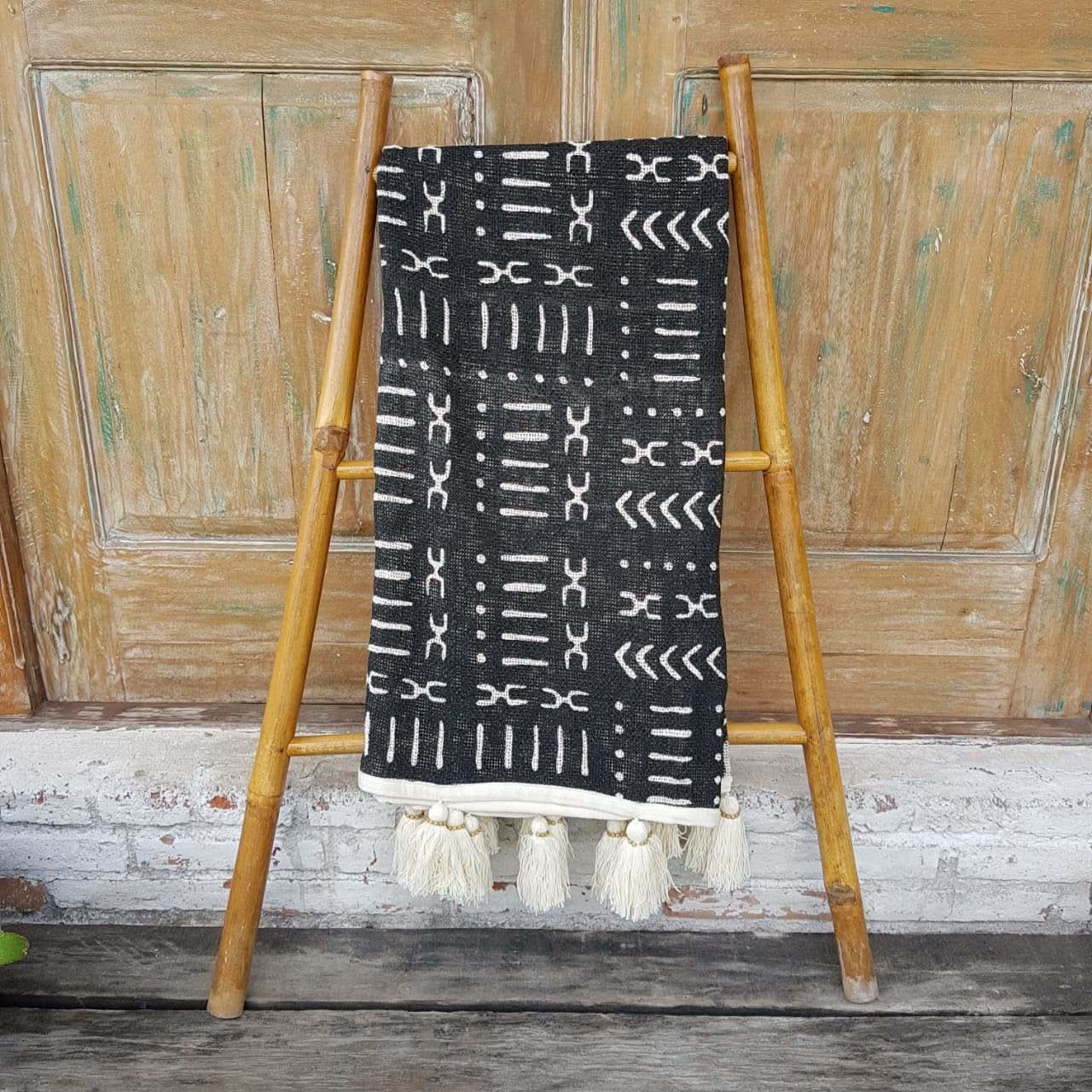 Gorgeous Tribal Print Throw Blanket With Beaded Tassels - bohemian-beach-house