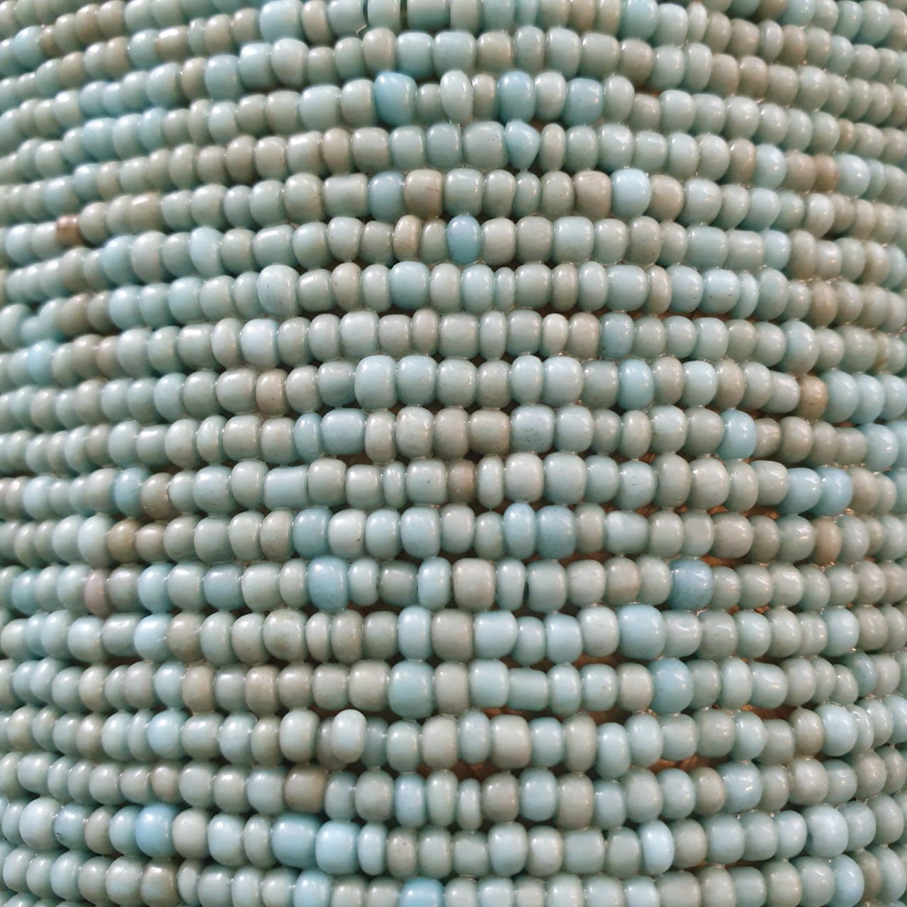 Round Beaded Medium Storage Boxes Bamboo in Blue