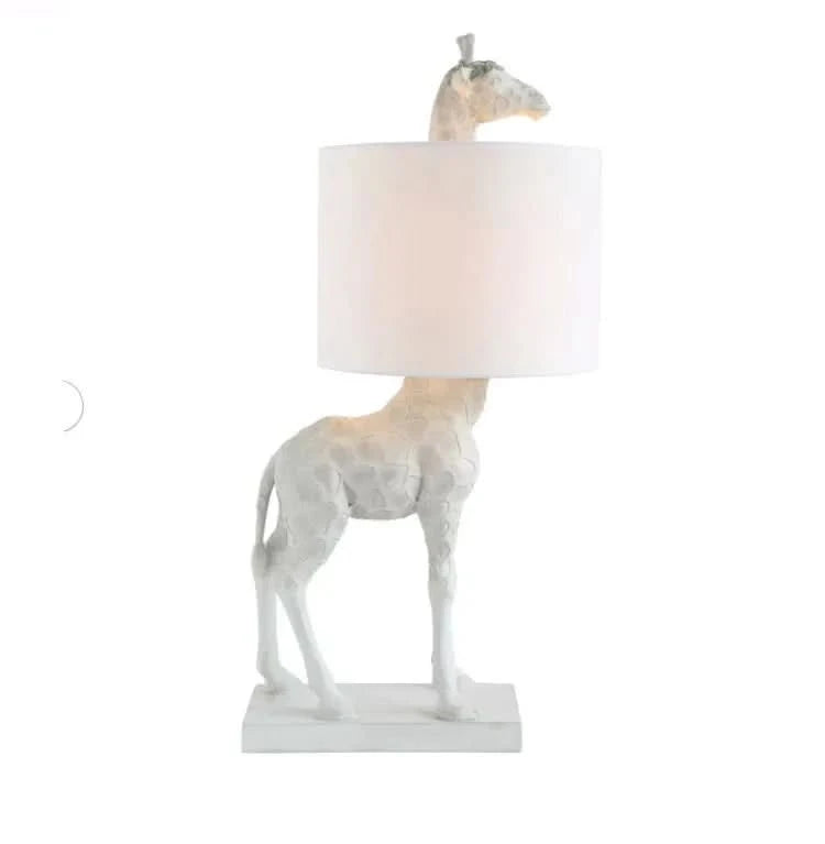 Long Neck Giraffe Side Table Lamp in White