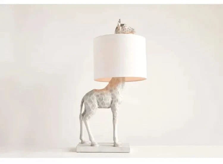 Long Neck Giraffe Side Table Lamp in White