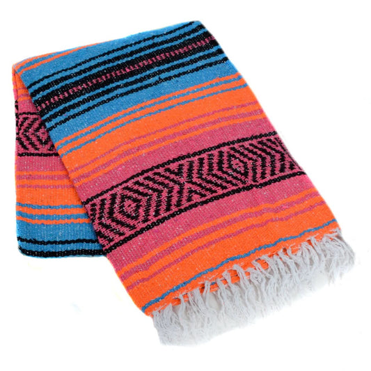Montana Blanket Turquoise Coral and Orange - bohemian-beach-house