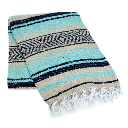 Montana Blanket Mint Tan Navy - bohemian-beach-house